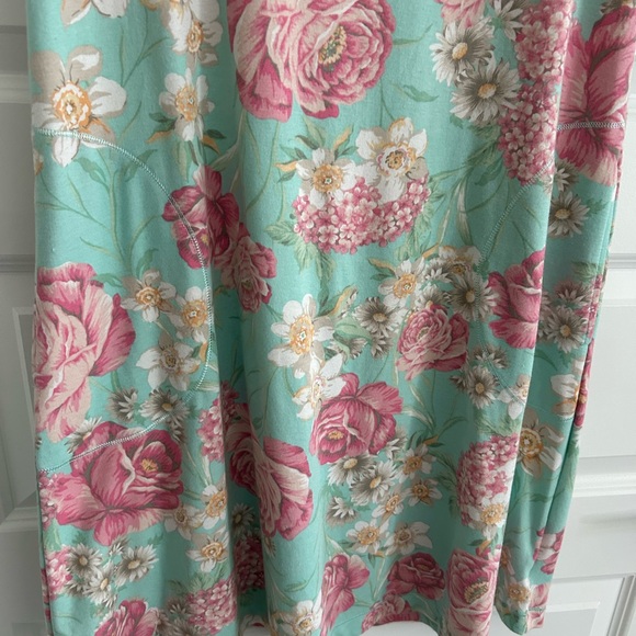 Miss Elaine Relax Floral Dress Green Pink Size S - Picture 3 of 13